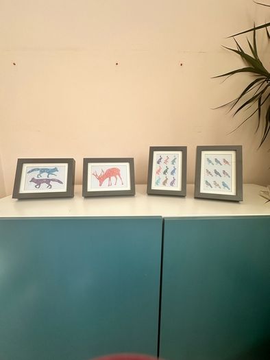 four framed pictures
