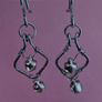 Stainless Steel Earrings with Bells, Handmade Wire Art, Geometric Dangles Image 9