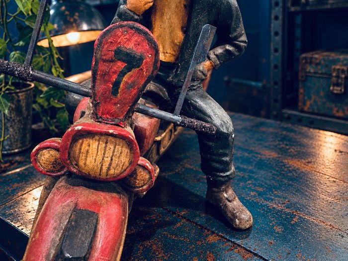 Large Vintage Resin Motorcycle Sculpture