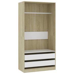 Wardrobe White and Sonoma Oak 100x50x200 cm Chipboard