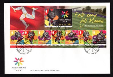 2011 Isle of Man Fourth Commonwealth Youth Games, Isle of Man Commemorative Stamps Miniature Sheet First Day Cover (FDC)