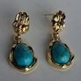 Ornate Floral Glited Turquoise Drop Earrings Image 5