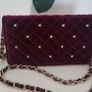 Accessorize burgundy velvet gold stud and chain bag - Rrp 50 Image 3