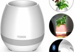 Bluetooth Speakers Rechargeable Smart Music Flower Pot with colorful Breathing Night Light for Indoor/Outdoor Office Home Decor Festivel Gift (White/Plants DO NOT included)