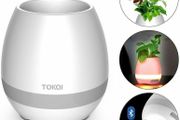 Bluetooth Speakers Rechargeable Smart Music Flower Pot with colorful Breathing Night Light for Indoor/Outdoor Office Home Decor Festivel Gift (White/Plants DO NOT included)