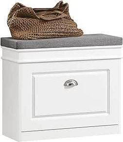 Shoe Bench  white with high quality Seat Upholstered Cushion