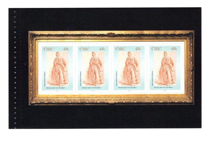 2003 Ireland 140th Anniversary of National Gallery of Ireland 2nd Issue Booklet Pane (HB141) "Woman Seen from the Back" by Jean-Antoine Watteau, Mint Never Hinged (MNH)