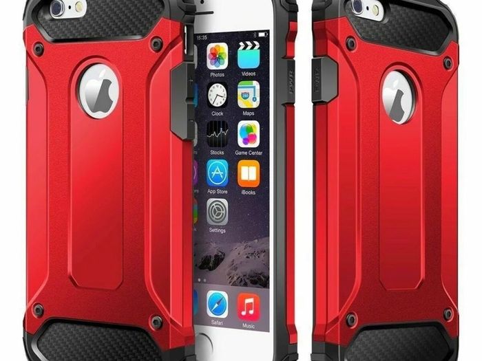 Red Stylish Back Cover Case for iPhone 8, 7, SE 2020 Hybrid Black and Gold Saver