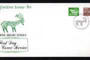 1980 Ireland 12p &amp; 13p Gerl Definitive Stamp Illustrated The Irish Times First Day Cover (FDC)