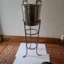 Two heavy metal ice buckets with stand Image 6