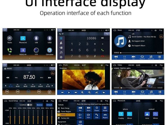 5 inch Car Radio 1 Din CarPlay Android Auto Multimedia Player Bluetooth MirrorLink FM Receiver