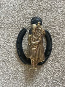 Unique Brass Door Knocker featuring a Bagpiper
