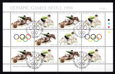 1988 Ireland Olympics Commemorative Stamp Sheetlet with Dublin First Day Cancel