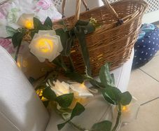 ShabbyChic French Basket with beautiful velvet to touch battery powered roses