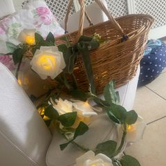 ShabbyChic French Basket with beautiful velvet to touch battery powered roses
