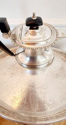 Vintage Sheffield Silver Plated Tray & Tea Pot