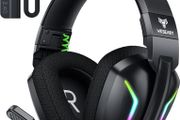 Wireless Gaming Headset for PS5, PS4, PC, Switch, Mac  Dual-Mode 2.4GHz  Bluetooth 5.4 Gaming Headphones with ENC Noise Cancelling Mic, 50mm Drivers, Dynamic LED Lights, 50H Playtime