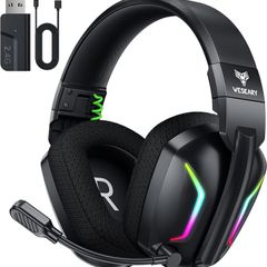 Wireless Gaming Headset for PS5, PS4, PC, Switch, Mac  Dual-Mode 2.4GHz  Bluetooth 5.4 Gaming Headphones with ENC Noise Cancelling Mic, 50mm Drivers, Dynamic LED Lights, 50H Playtime