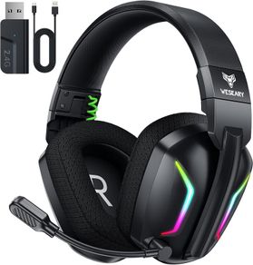 Wireless Gaming Headset for PS5, PS4, PC, Switch, Mac  Dual-Mode 2.4GHz  Bluetooth 5.4 Gaming Headphones with ENC Noise Cancelling Mic, 50mm Drivers, Dynamic LED Lights, 50H Playtime