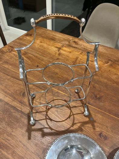 G.W.S George Wish EPNS silverplate 2 Tier Cake Stand Rare Cane Handle