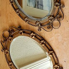 Antique brass pair of wrought iron mirrors