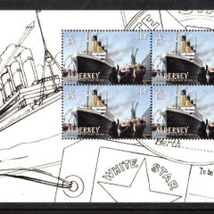 2012 Alderney Centenary of the Sinking of the Titanic 36p Titanic leaving Southampton Commemorative Stamp Booklet Pane Mint Never Hinged (MNH)