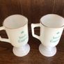 4 Retro Milk Glass Irish Coffee Pedestal Mugs Image 5