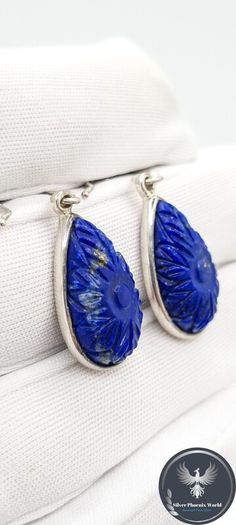 Silver And Lapis Earrings Like New With COA