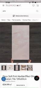 Onyx pink marble-effect porcelain tiles