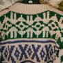 Vintage Unisex Heavy Knit Wool Sweater  Cream with a green and purple design  Men's Size Medium Image 10