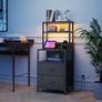Bedside Table with Charging Station and LED Light Strips, Nightstand with Drawers, Bedside Cabinet for Living Room, Bed Side Table for Bedroom, Black Image 7