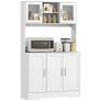 Kitchen cabinet, Scandinavian design, 4 cabinets, adjustable shelves, glass doors, open area, particleboard, MDF, white Image 5