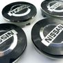 4x Gloss Black NISSAN 60mm wheel caps cap 60 Juke Note Mikra and more Image 3