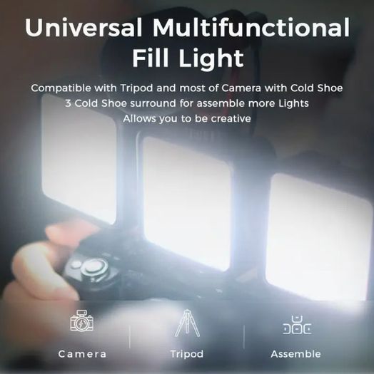 Portable LED Video Light - Rechargeable, Dimmable, CRI95+ Bi-Color Light for DSLR Camera & Camcorder