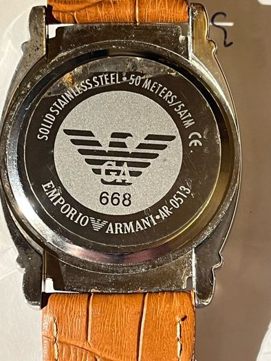 Mens Emporio Armani Classic Cushion-Case Quartz Watch new battery fitted like new