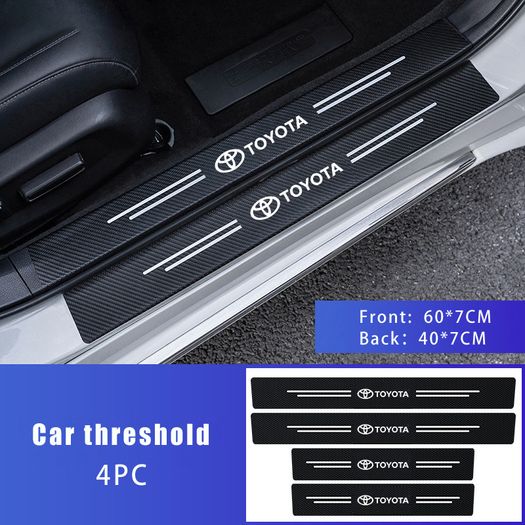 Car Door Sill Threshold Scuff Plate Carbon Fiber Decals Stickers For Toyota RAV4 Corolla Camry Frontier Supra C-HR Hilux Tacoma Prado