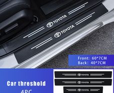 Car Door Sill Threshold Scuff Plate Carbon Fiber Decals Stickers For Toyota RAV4 Corolla Camry Frontier Supra C-HR Hilux Tacoma Prado