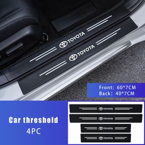 Car Door Sill Threshold Scuff Plate Carbon Fiber Decals Stickers For Toyota RAV4 Corolla Camry Frontier Supra C-HR Hilux Tacoma Prado