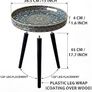 Round Outdoor Side Tables with Detachable Wooden 3 Legs, Versatile Tray Table, Perfect For Round Coffee Table Tea, and Relaxation Time 17.7 Inch (Blue Maze) Image 2