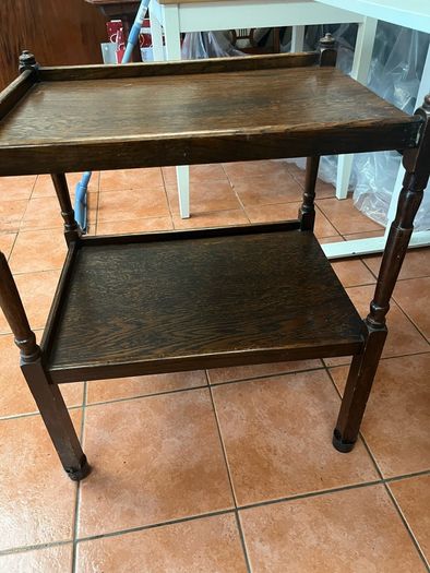 Vintage Wooden Two-Tier Side Table / Serving Table