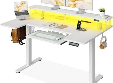 Standing Desk, 140cm U Shaped Height Adjustable Desk