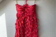 Rare Charo Azcona 100% Silk 3D Ruffle Halter Mini Dress