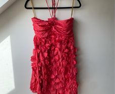 Rare Charo Azcona 100% Silk 3D Ruffle Halter Mini Dress