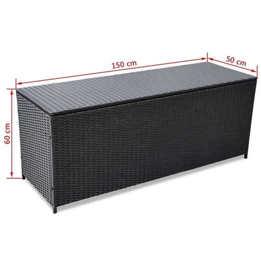 Garden Storage Box Black 150x50x60 cm Poly Rattanv