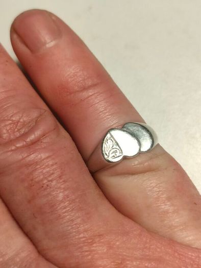 1978 Double Heart Sterling Silver Ring
