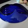 French Arcoroc Cobalt Blue Glass Plate  and Marble Eggs Image 6