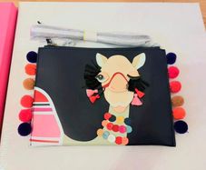 Brand New Kate Spade Camel Pom Pom Crossbody Clutch Bag