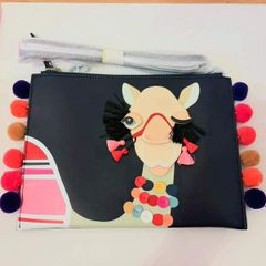 Brand New Kate Spade Camel Pom Pom Crossbody Clutch Bag