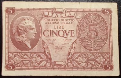 5 Lire 1944 Italy