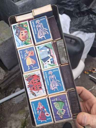 biscuit tin and matchbox